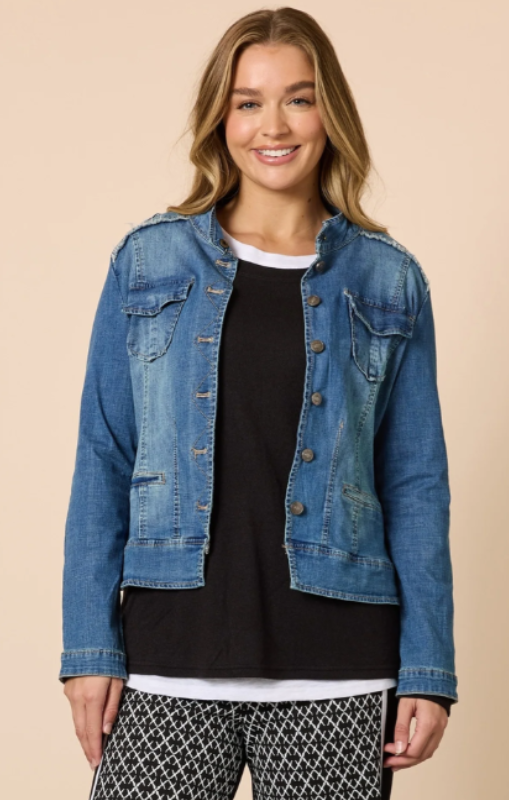 Military Denim jacket 38706 threadz princess bazaar