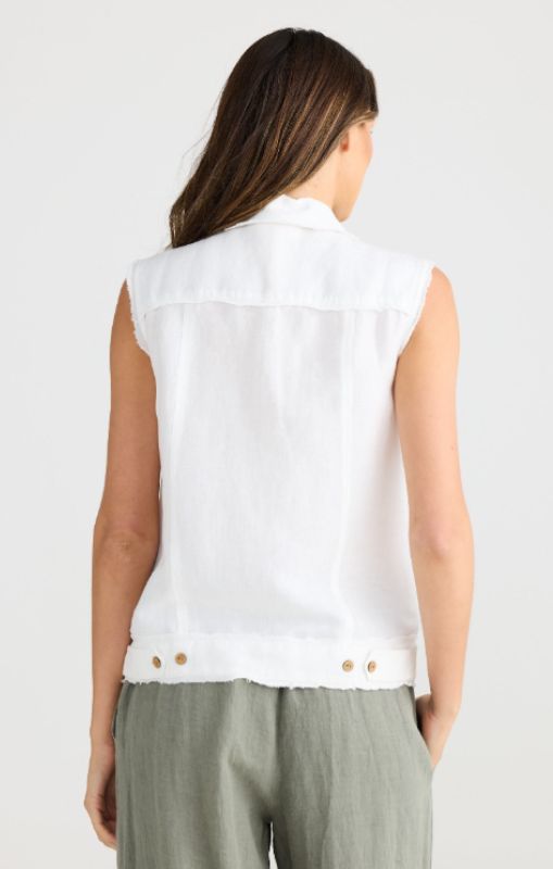 Shanty - Monza Vest White Linen - SH24285-1