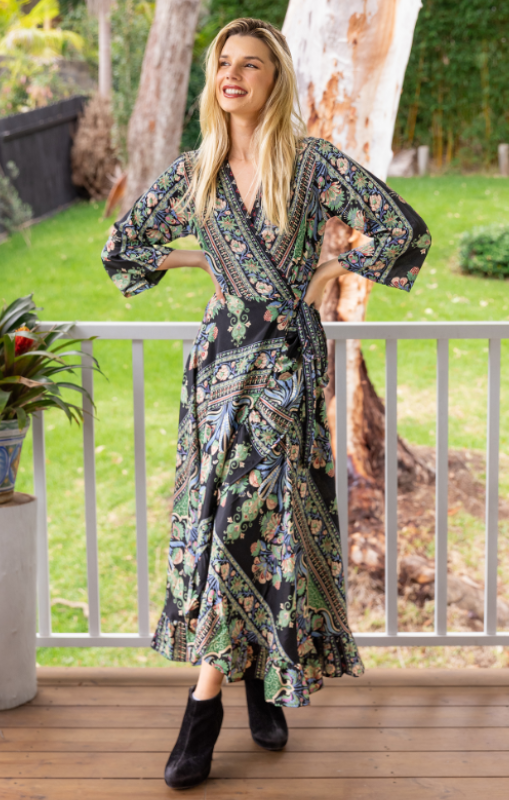 Cienna Myra Long Sleeve Wrap Dress Princess Bazaar