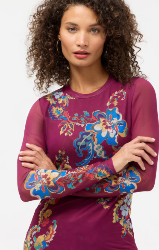 Johnny Was - Natalie long sleeve mesh Tee Vista Pacifico