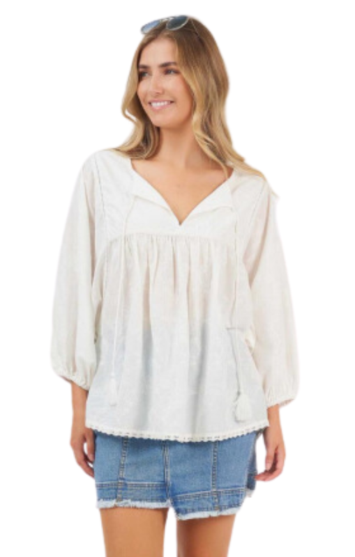 Naudic - Bahamas Top - Paisley Schiffly - White