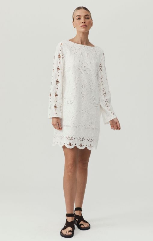 MOS - Nora Embroidery Mini Dress - Ivory