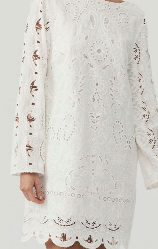 MOS - Nora Embroidery Mini Dress - Ivory - last one