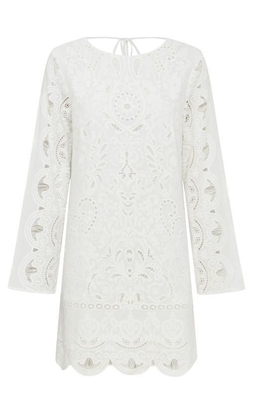 MOS - Nora Embroidery Mini Dress - Ivory - last one