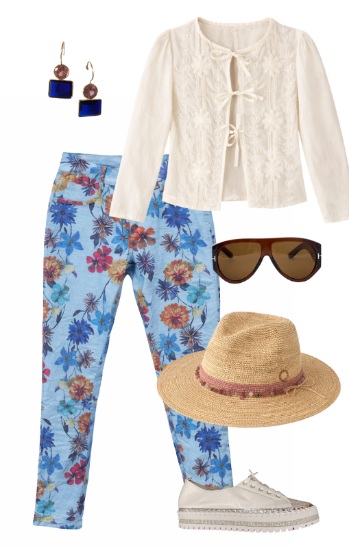 Onado - Single Side Floral Jeans - H-109B