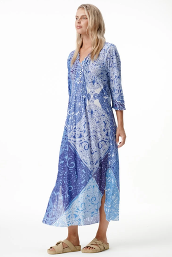 OneSeason-LongPoppy-BlueMosaic-Cotton-NavyWhiteprincessbazaar1