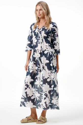 OneSeason-LongPoppy-IndigoLeaf-Cotton-NavyWhitePRINCESSBAZAAR1