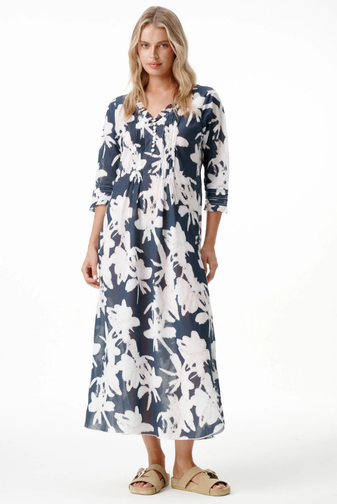 OneSeason-LongPoppy-IndigoLeaf-Cotton-NavyWhitePRINCESSBAZAAR1