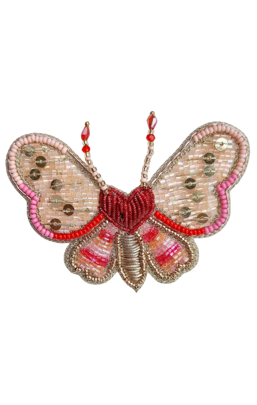 PinkBeadedButterflyBroochBR503zodaprincessbazaar