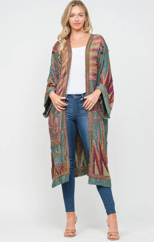 RajTrading-MeghanHunterGreenThickStitchDusterprincessbazaar1