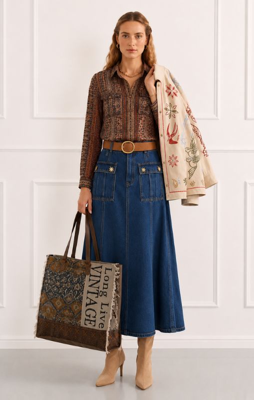 Heaven - Rowan Midi Skirt - Denim
