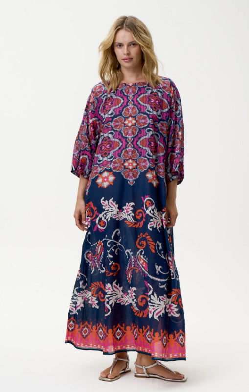 S25-05693-7045 Jackie print isola sushi voile navy pink oneseason princess bazaar