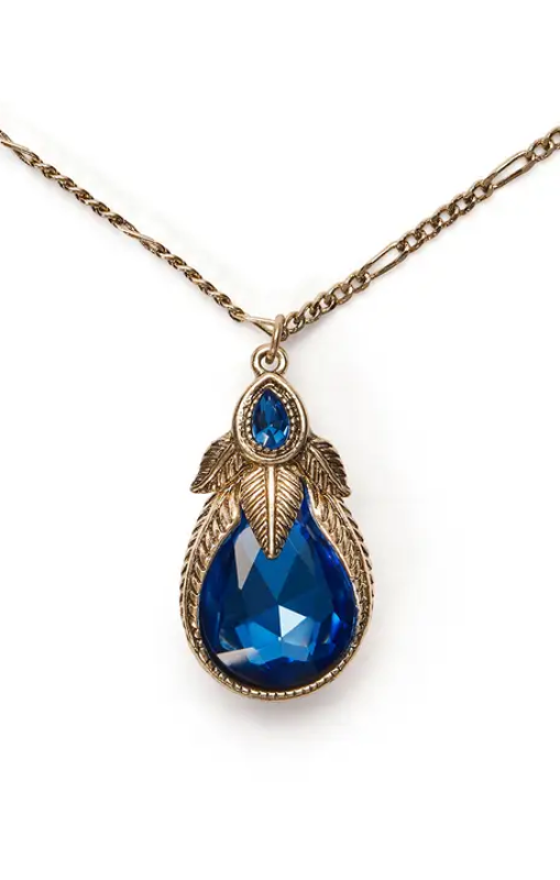 SapphireArtNouveauNecklacePalmLeafPendantlovettandcoprincessbazaar1