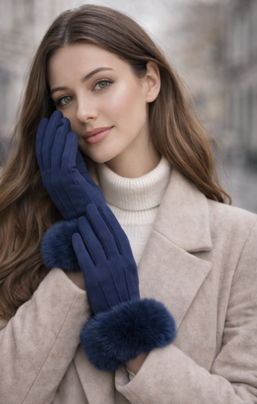 SuedeGloveswithFurCuffGL340051navyprincessbazaar