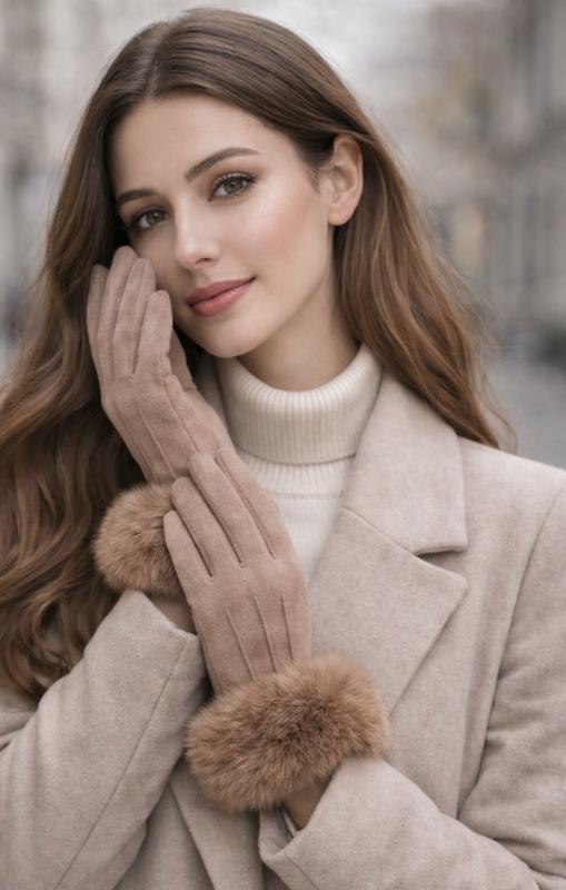 SuedeGloveswithFurCuffGL340051taupeprincessbazaar