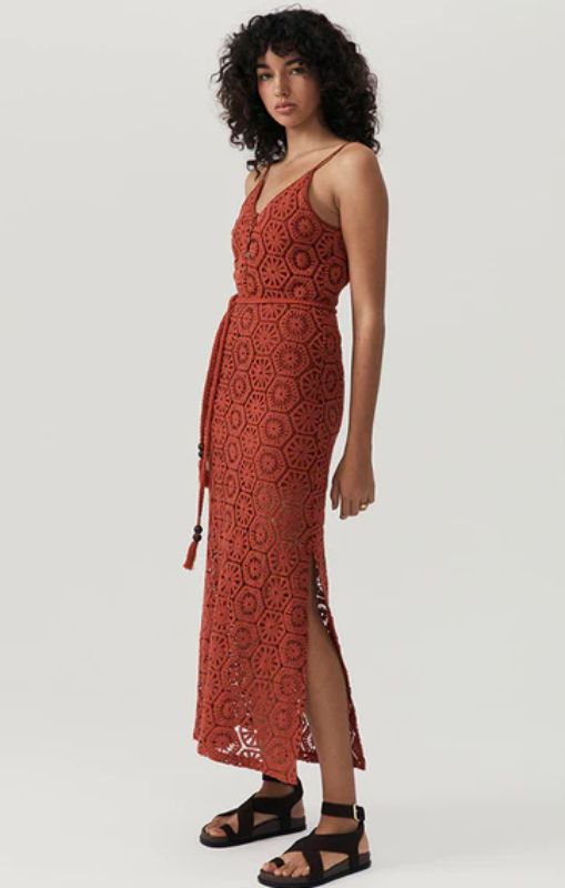 MOS - Talia Beach Lace Midi Dress - Sangria