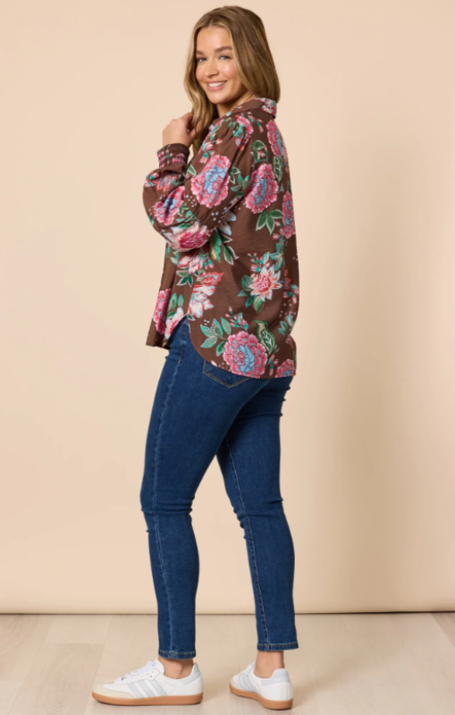 Threadz-BouquetPrintShirt-ChocolateMulti-48896princessbazaar1