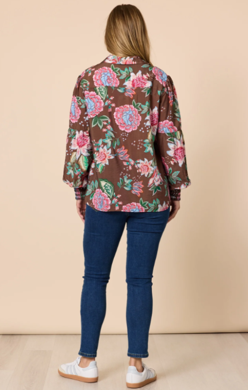 Threadz-BouquetPrintShirt-ChocolateMulti-48896princessbazaar1