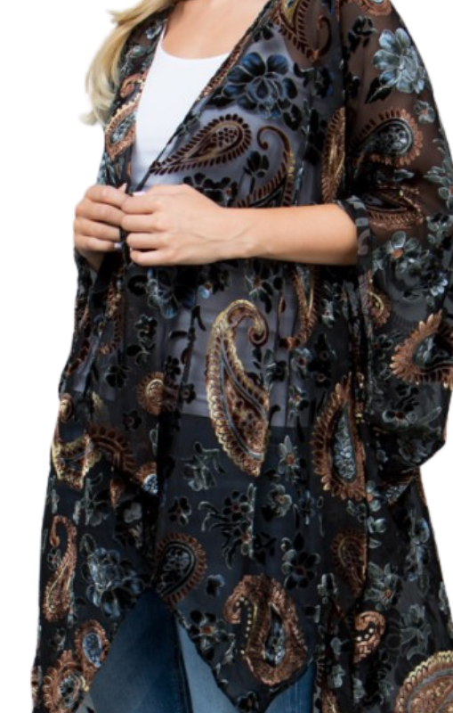 Vintage paisley velvet kimono cape princess bazaar