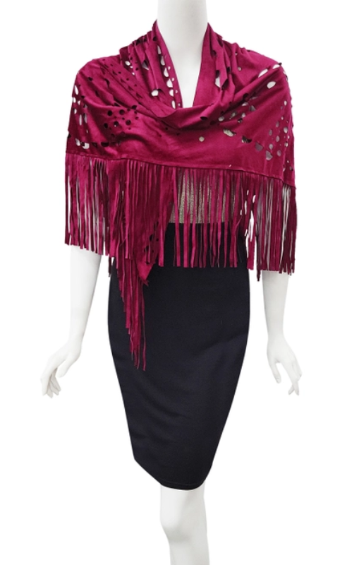 Raj Trading - Willa Faux Suede Western Style Triangle Scarf - Burgundy