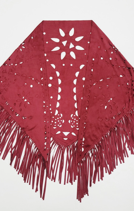 Raj Trading - Willa Faux Suede Western Style Triangle Scarf - Burgundy