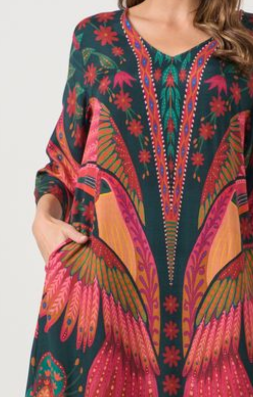 cz1000 Dress handkerchief kaleidoscope toucan caju princessbazaar