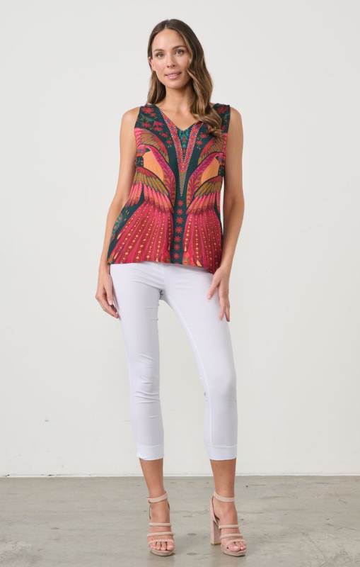 cz1004 tank top vneck kaleidoscope toucan  caju princessbazaar