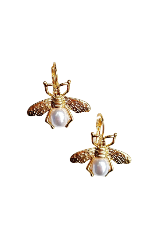 Zoda - Gold Bee - Pearl -  Earring - E420545PEARL