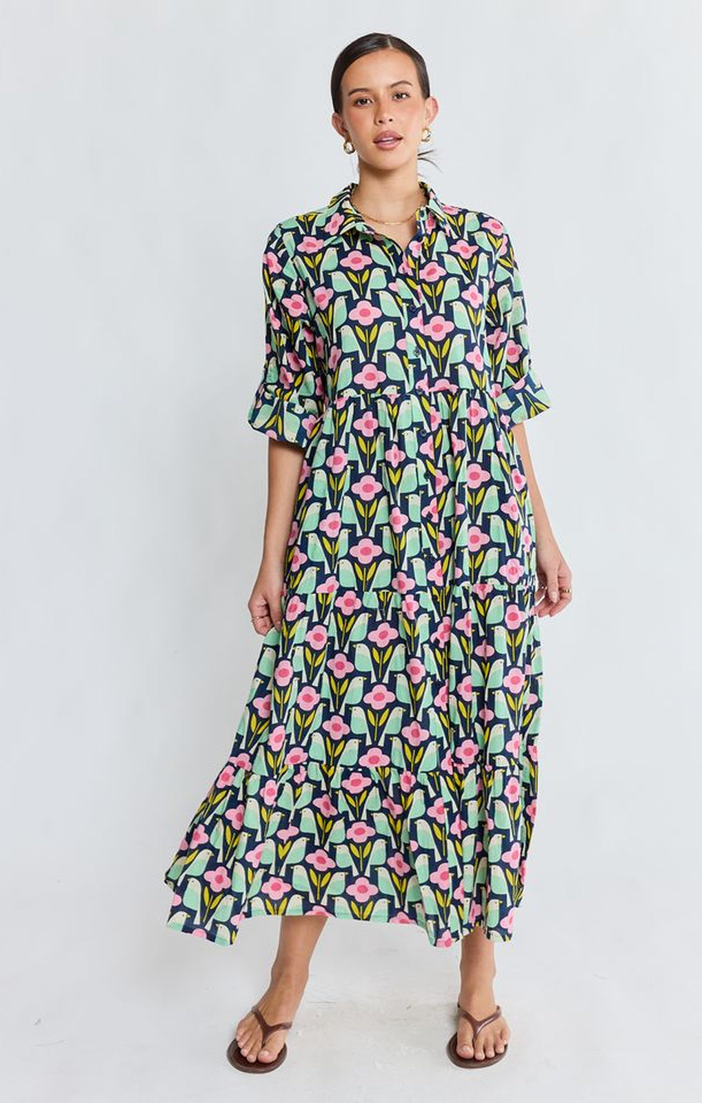 I.B.S.A. Maya Midi navy full-length front view – Princess Bazaar