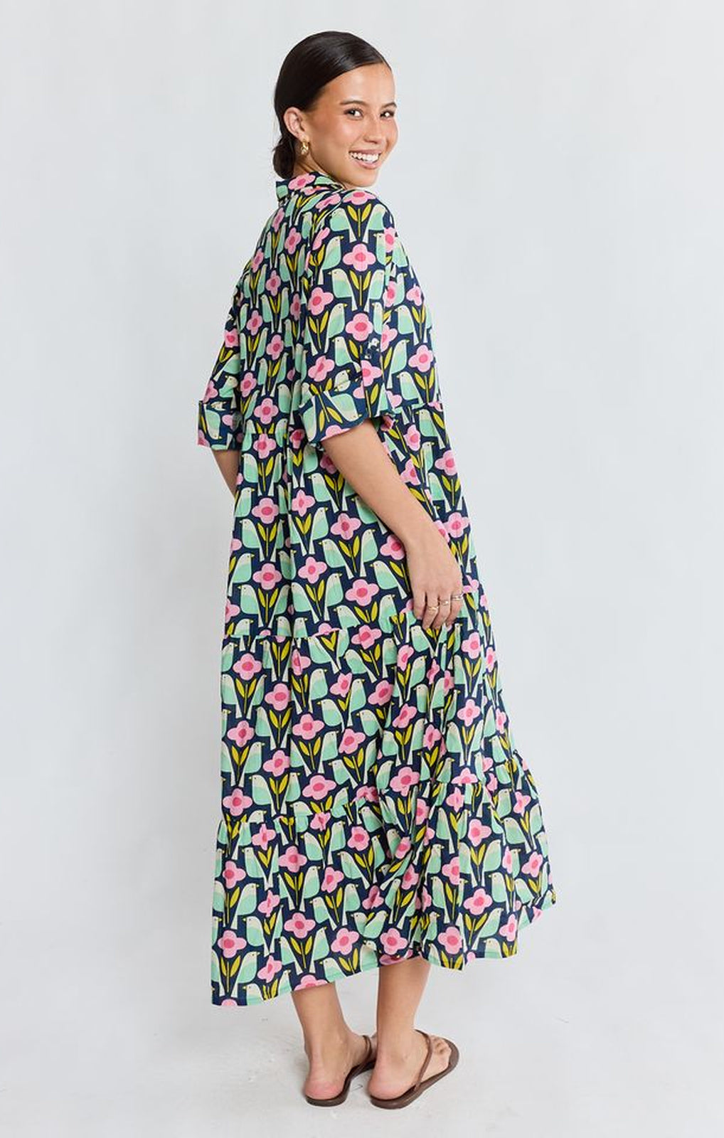 I.B.S.A. Maya Midi navy full-length front view – Princess Bazaar