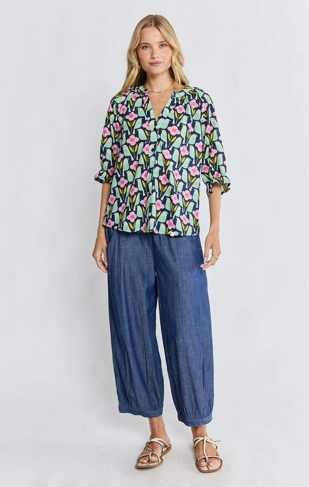 I.B.S.A. Maya Top navy full-length front view – Princess Bazaar