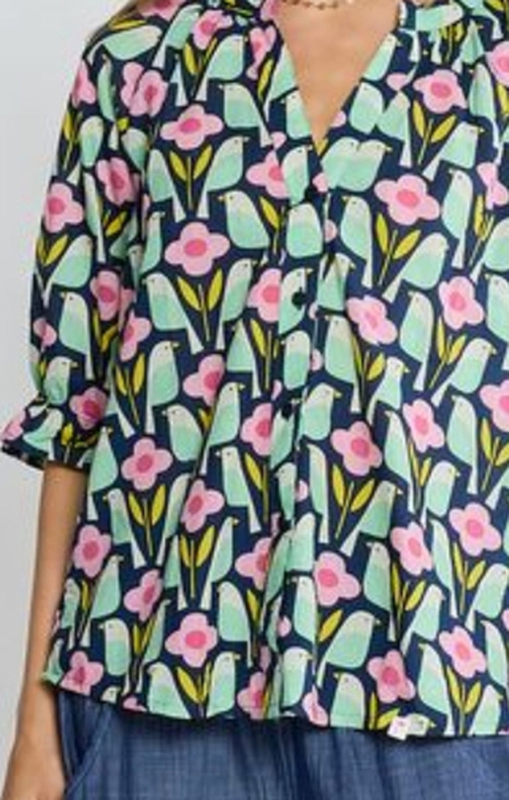I.B.S.A. Maya Top navy full-length front view – Princess Bazaar