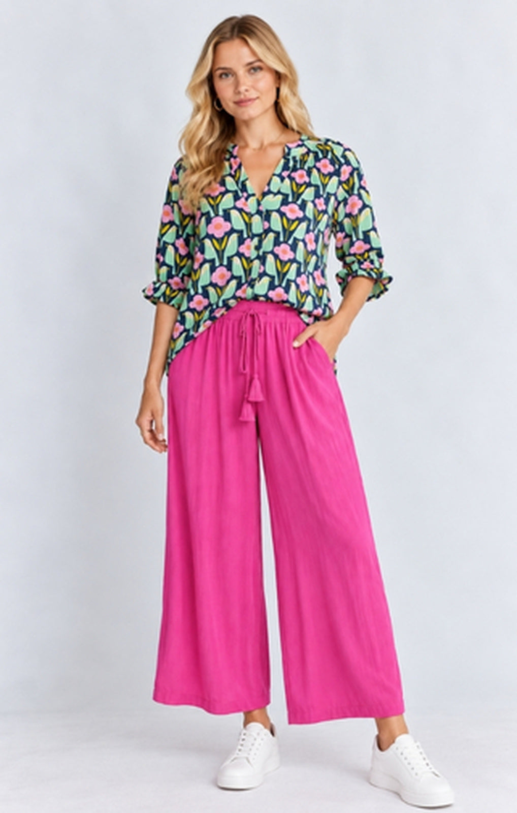 I.B.S.A. Maya Top navy full-length front view – Princess Bazaar