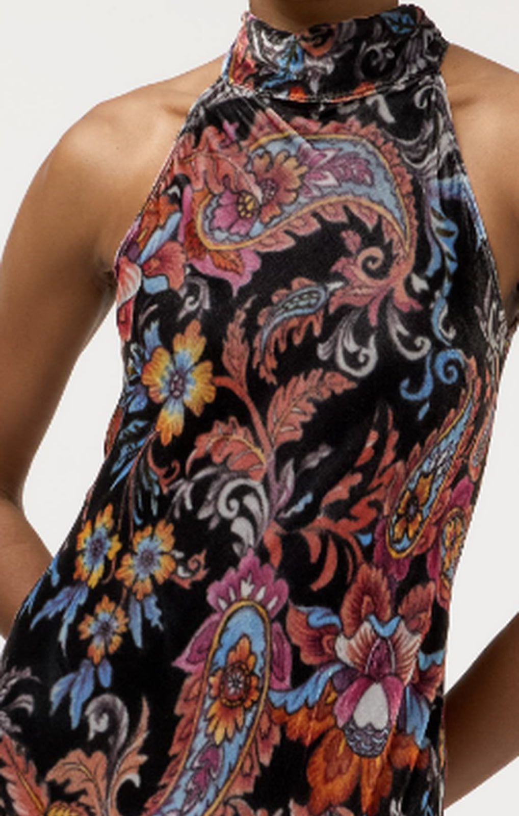 Johnny Was Eirene Maxi Halter Dress Elowen paisley print front view – Princess Bazaar