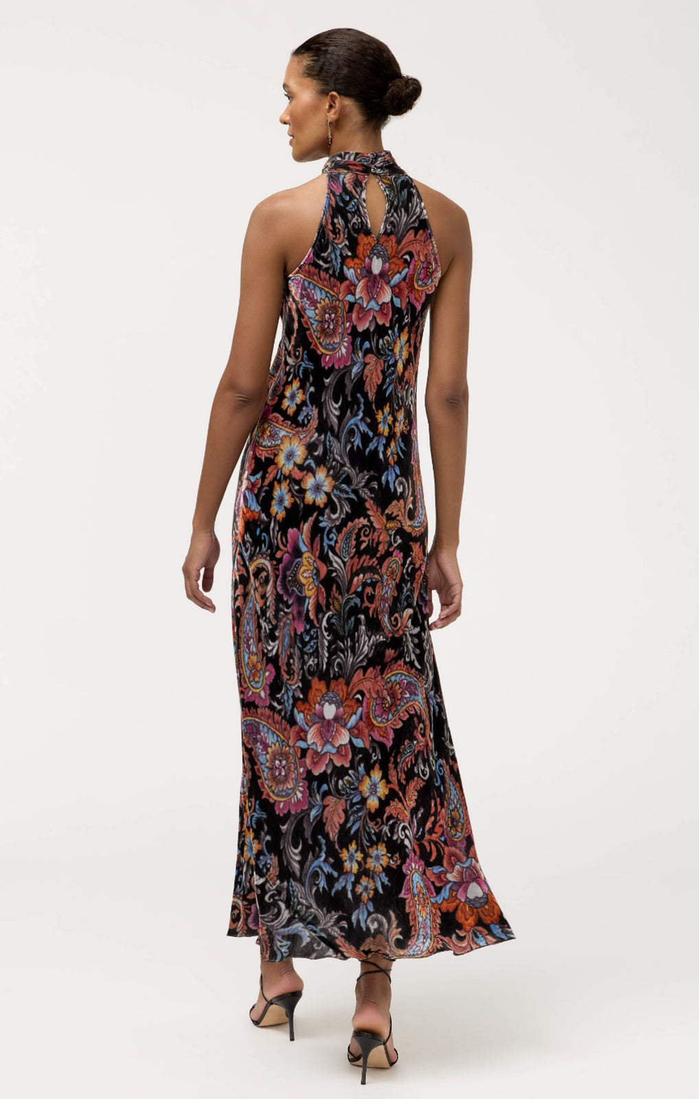 Johnny Was Eirene Maxi Halter Dress Elowen paisley print front view – Princess Bazaar