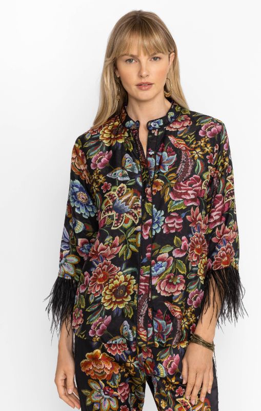 Johnny Was - Lewella Feather Trim Kimono - last one