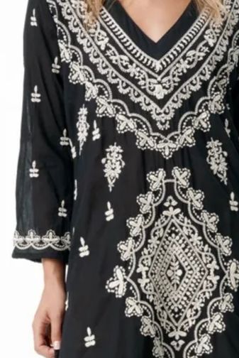Oneseason - Long Goa Embroidery Black / Cream
