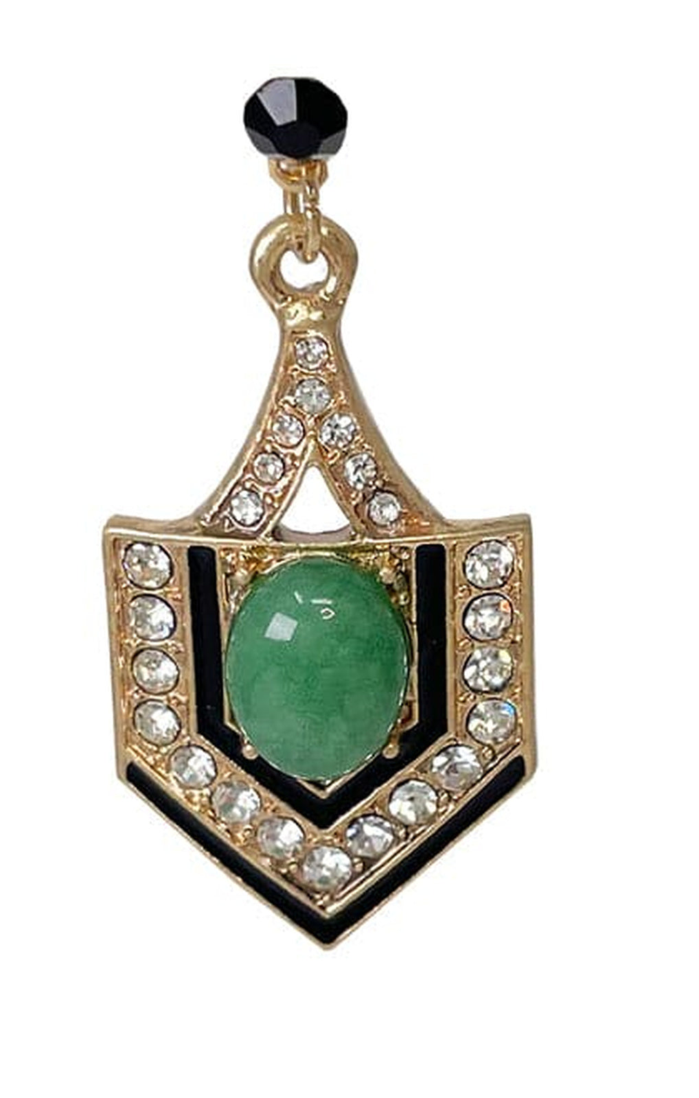 Lovett &amp; Co Deco Fan Earrings green gold front view – Princess Bazaar