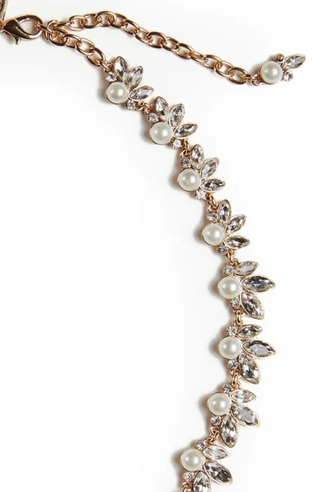 Lovett &amp; Co Leaf &amp; Pearl Necklace cream front view – Princess Bazaar