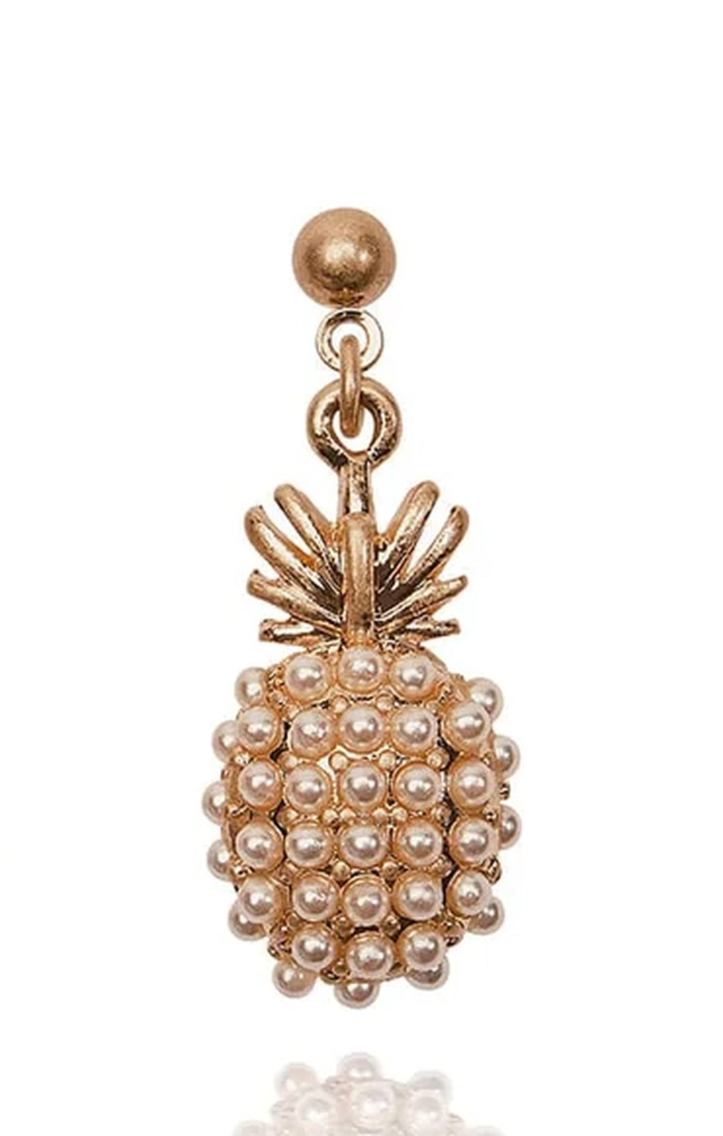 Lovett & Co Pineapple Pearl Drop Earrings gold front view – Princess Bazaar