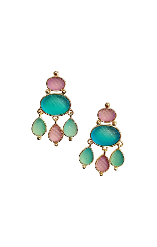 Zoda - Maia Cascading Glass Gem Earring - E420974