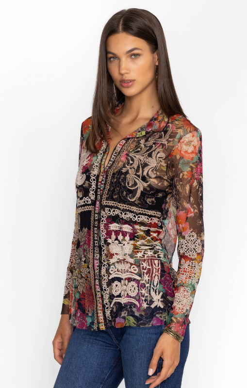 Johnny Was - Mazzy Button Down Fitted Blouse - last one