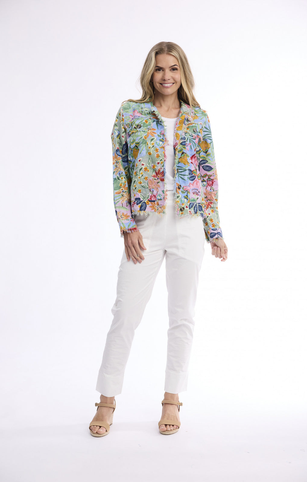 Orientique Sur Mer Jacket fringe full-length front view – Princess Bazaar