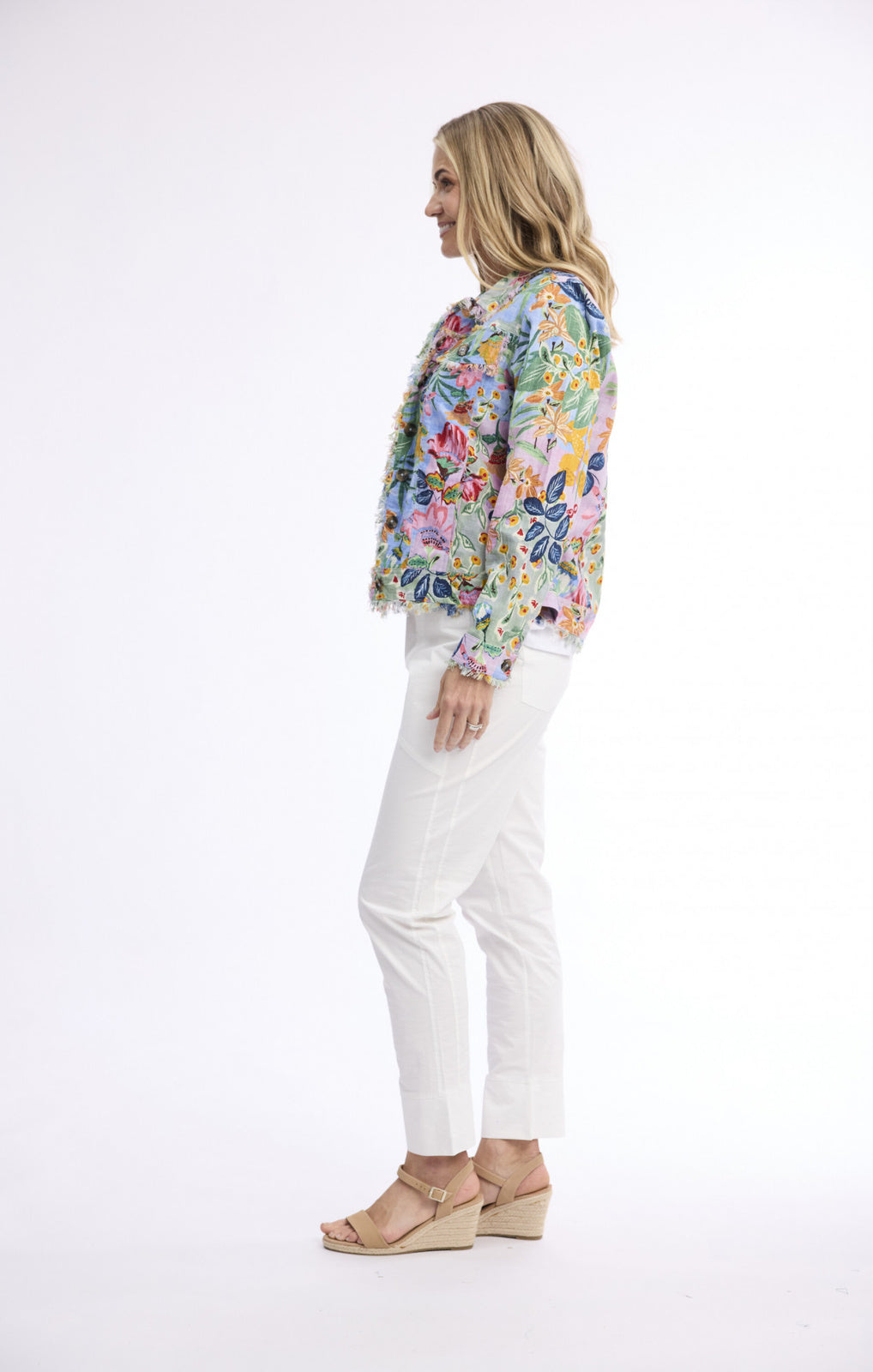 Orientique Sur Mer Jacket fringe full-length front view – Princess Bazaar