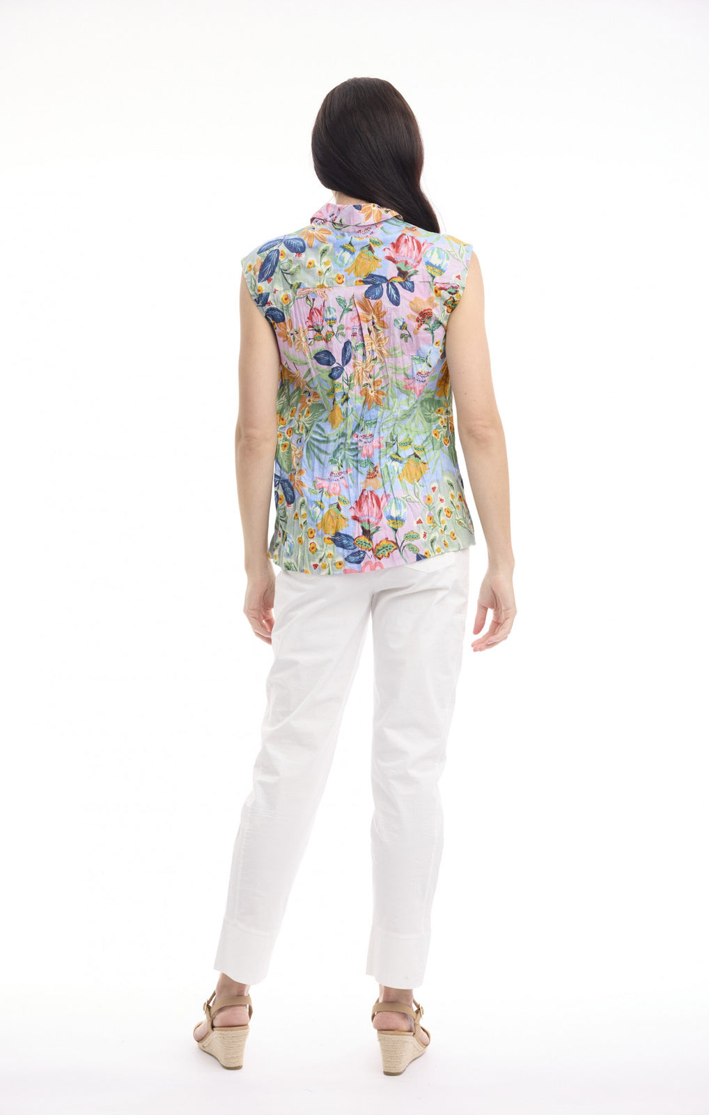 Orientique Sur Mer Top cap sleeve full-length front view – Princess Bazaar