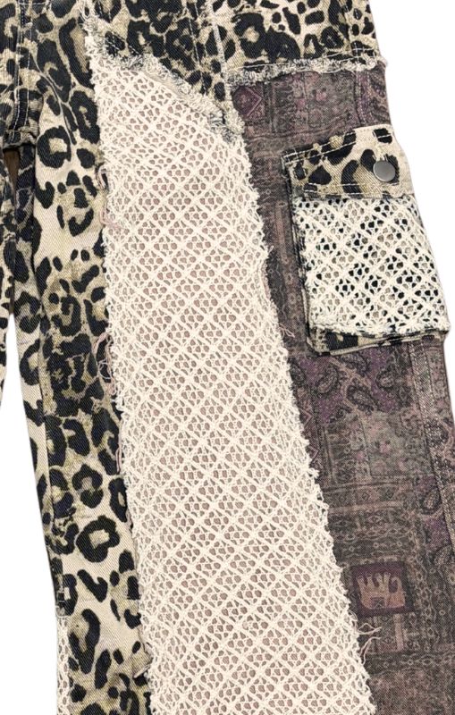 patchwork pants leopard purple GWP29 POL