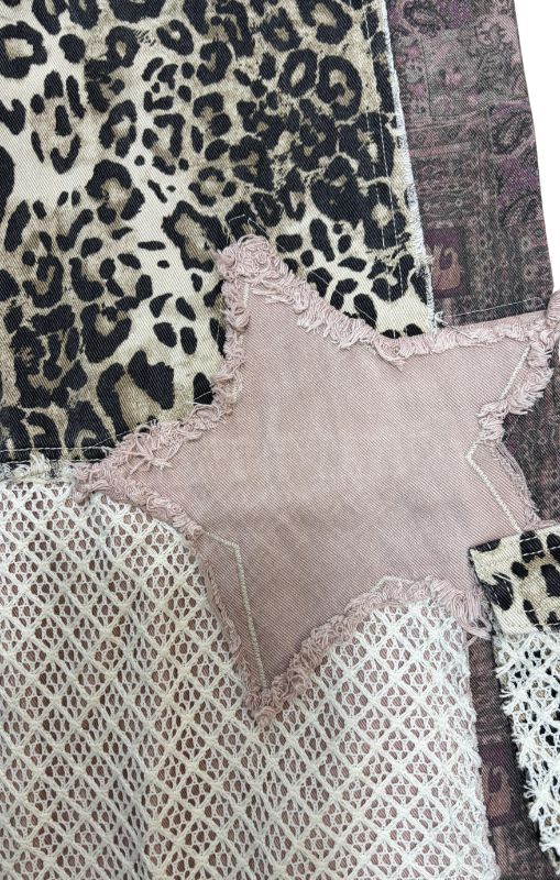 patchwork pants leopard purple GWP29 POL