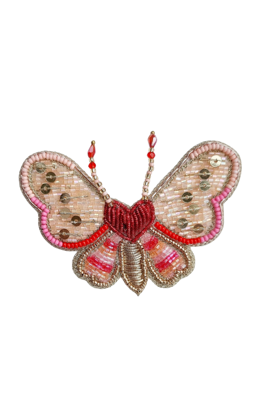 Zoda - Beaded Butterfly Brooch - PINK - BR503