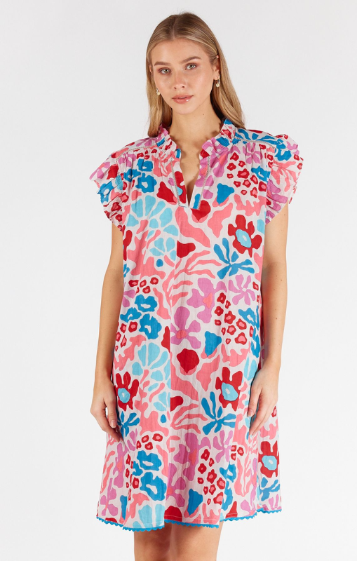 LULA LIFE - LILAH RUFFLE DRESS MELON - last one