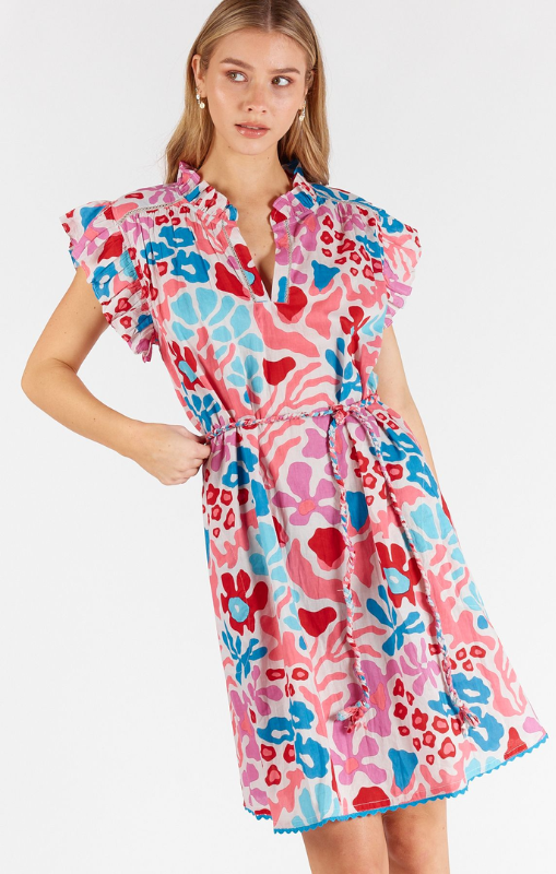 LULA LIFE - LILAH RUFFLE DRESS MELON - last one
